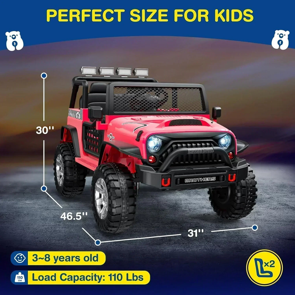 L8 Ride On Car 2 Seater 12V Kids Electric Car Remote Control 4-Wheel Suspension Bluetooth Speaker