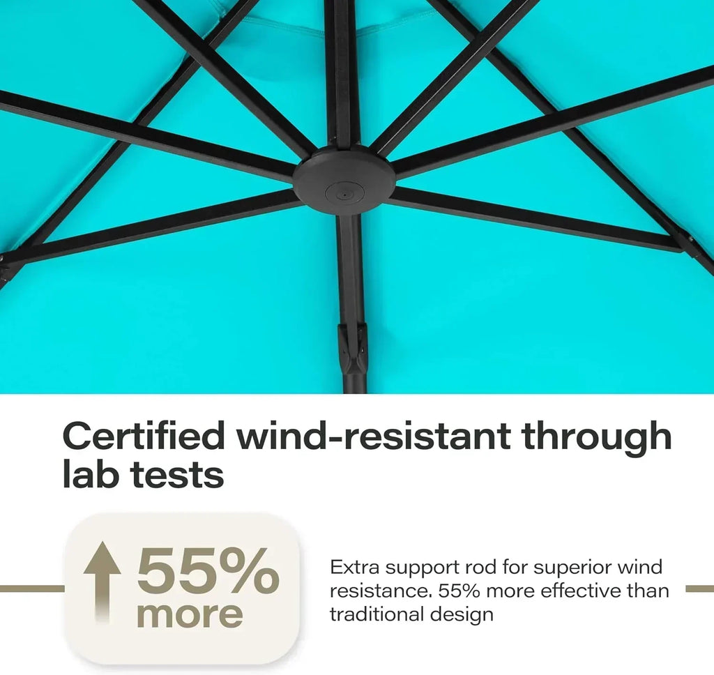LAUSAINT HOME Outdoor Patio Umbrella with Base included 11 FT Deluxe Curvy Cantilever Umbrella