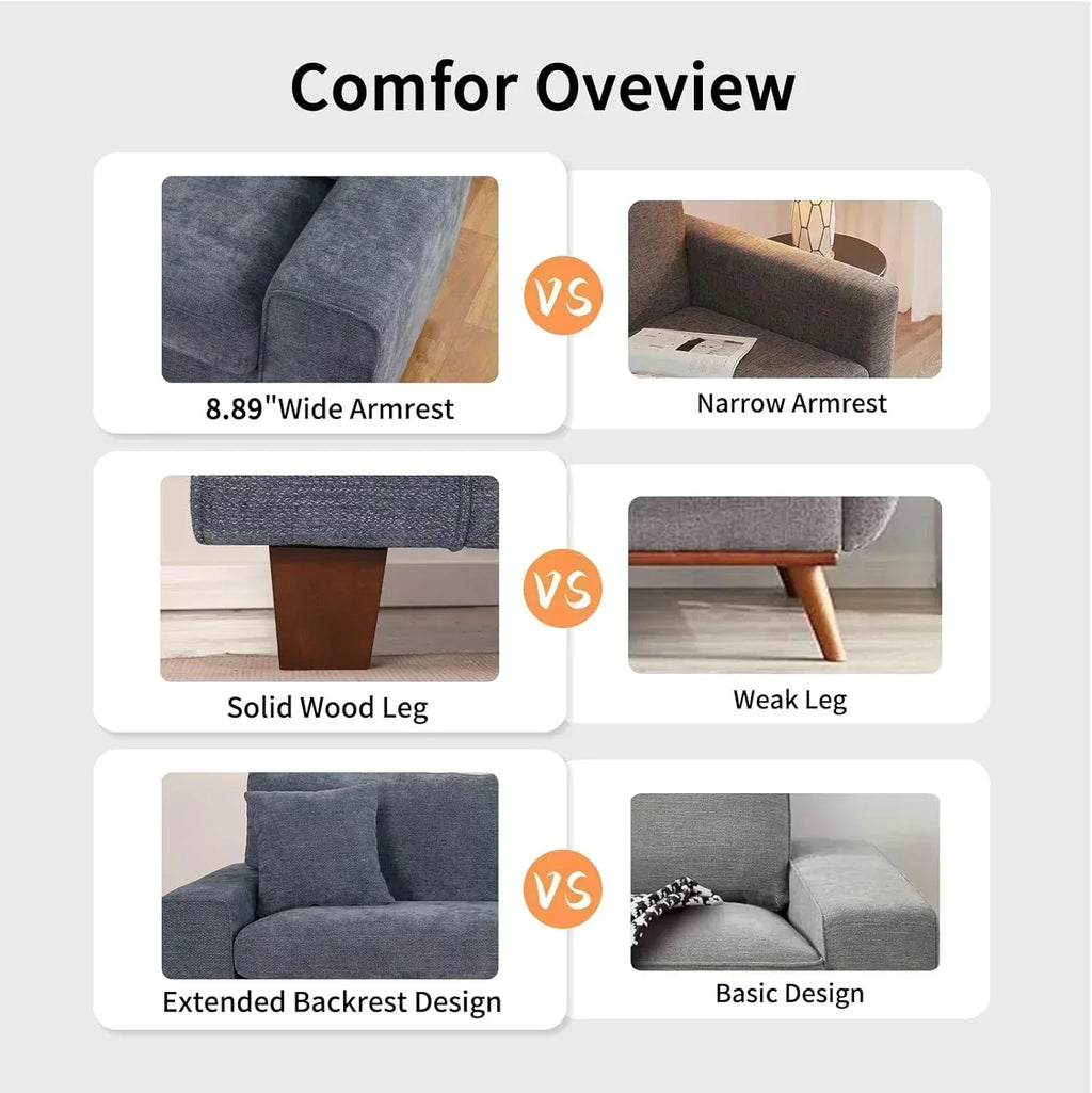 DOPEDIO living room double sofa chenille lounge chair removable solid wood frame