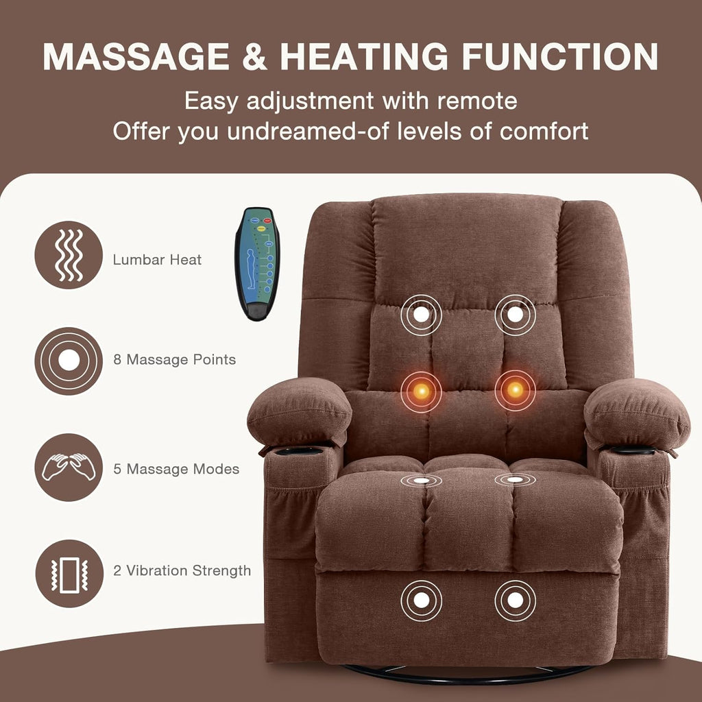 Massage rotating rocking lounge chair with vibration massage and calorie metering functions