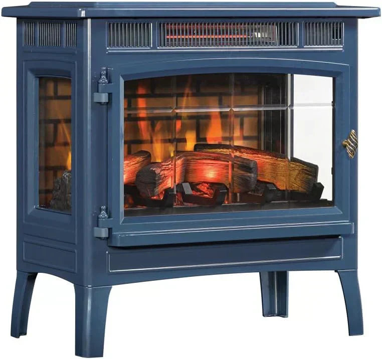 Freestanding Electric Fireplace Stove Heater with 3D Flame Effect for 1000 Sq. Ft