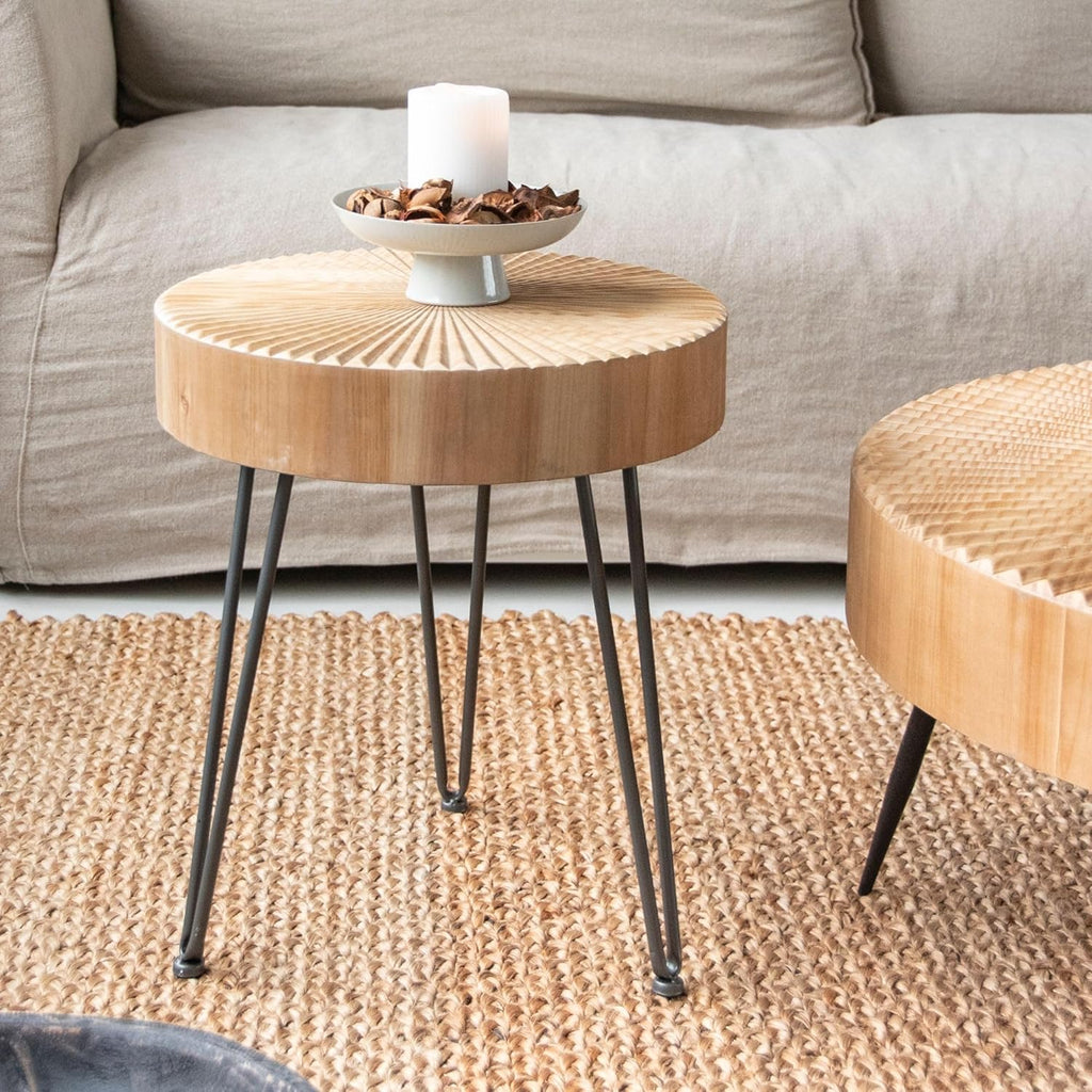 Two-Piece Modern Farmhouse Living Room Coffee Table Set Round Nesting Tables