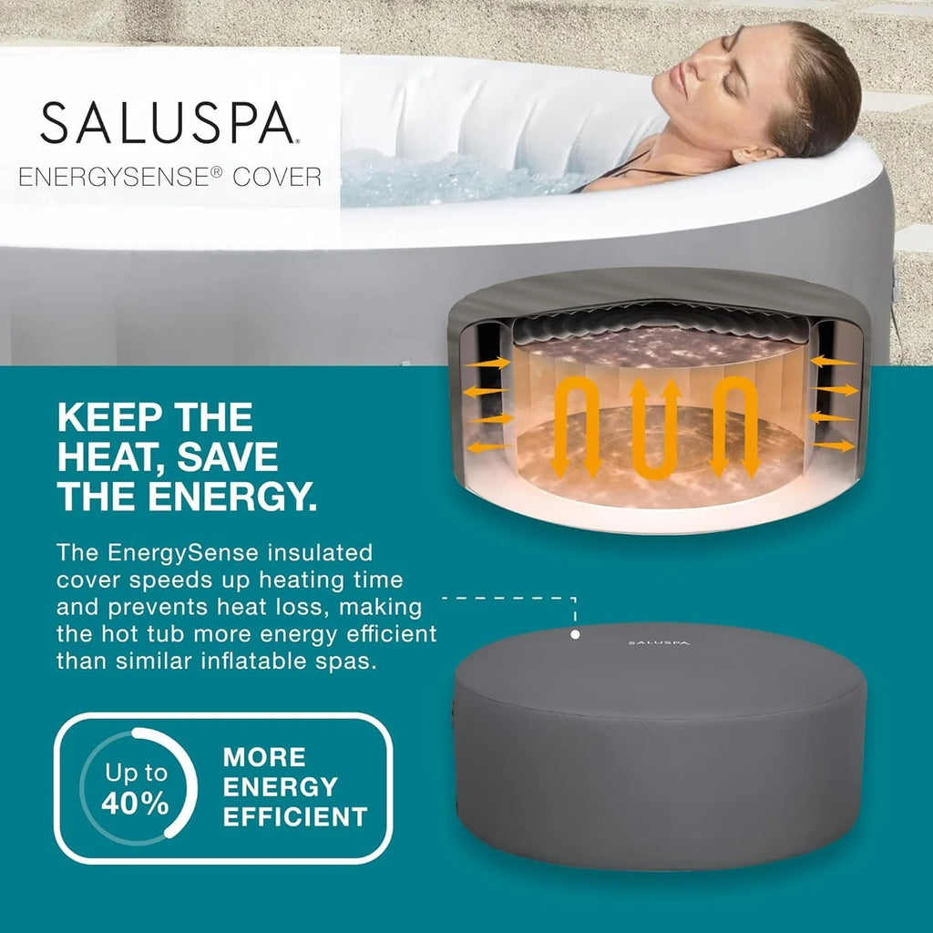 Bestway Palm Springs 4 to 6 Person EnergySense Smart AirJet Plus Inflatable Hot Tub Outdoor Spa with 140 AirJets and Insulated Cover