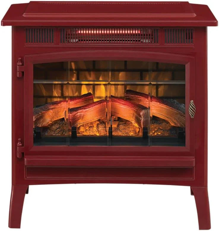 Freestanding Electric Fireplace Stove Heater with 3D Flame Effect for 1000 Sq. Ft