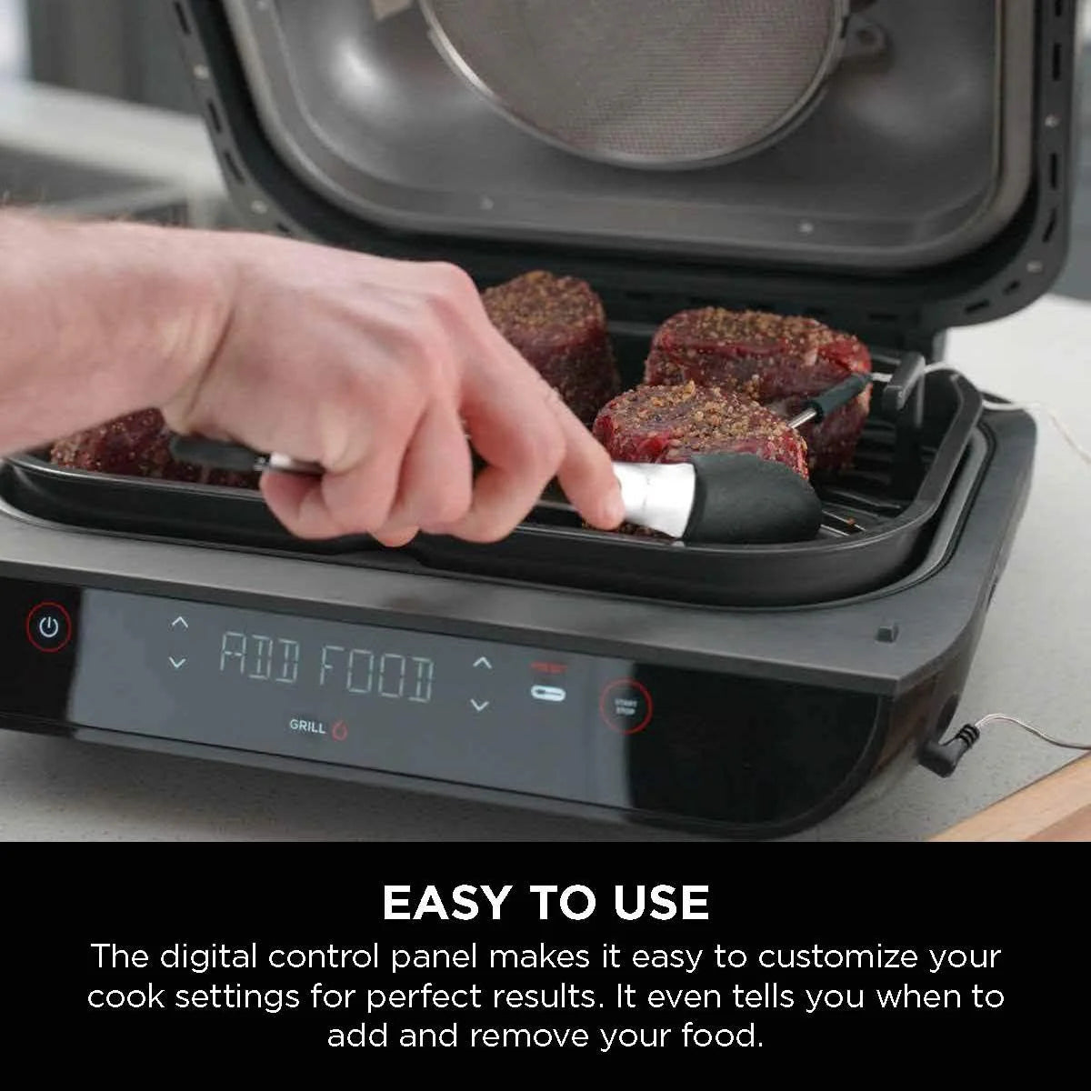 Ninja Foodi Smart XL 6-in-1 Indoor Grill with Air Fry, Bake, Roast, Broil, and Dehydrate, Smart Thermometer