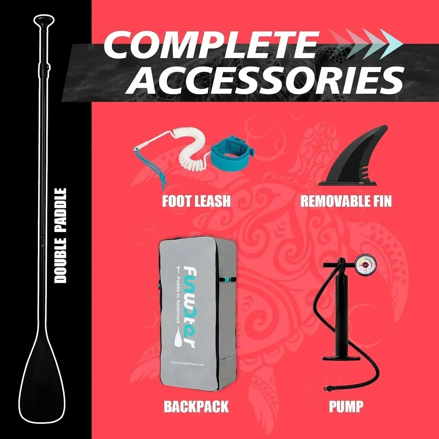 FunWater Inflatable Stand Up Paddle Board Premium SUP Paddle Accessories EVA Deck