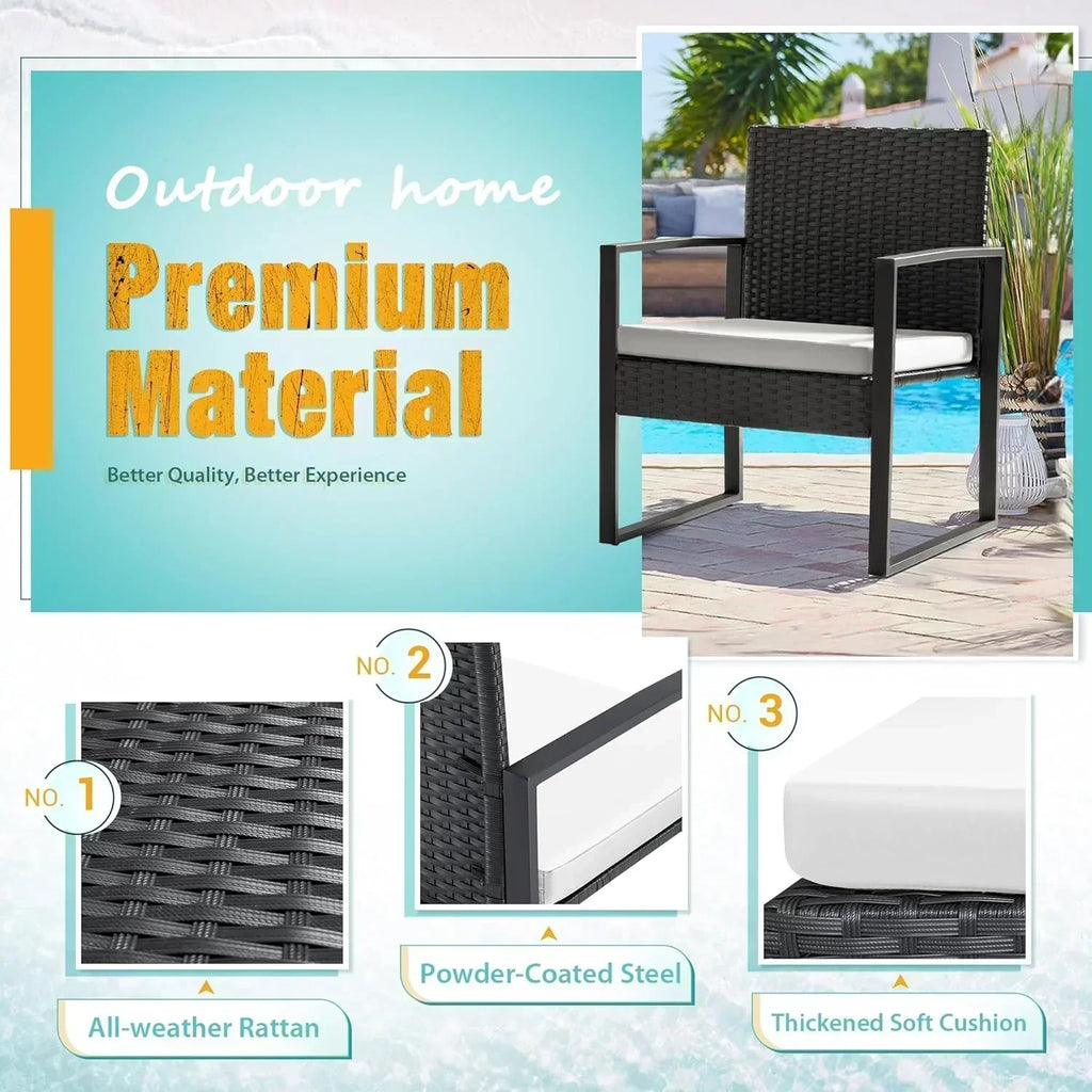 Flamaker 3 Pieces Patio Set Outdoor Wicker Furniture Sets Modern Rattan Chair Conversation Sets
