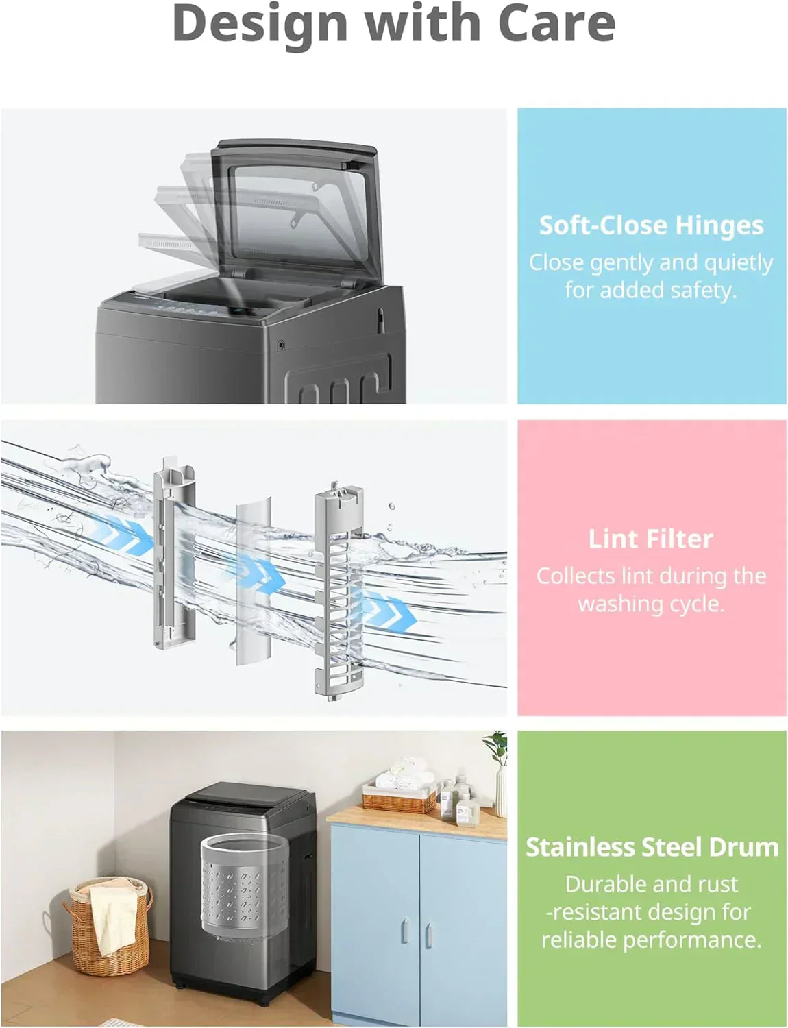 Comfee Portable Washing Machine 0.9 Cubic Foot with LED Display and Built-in Drum