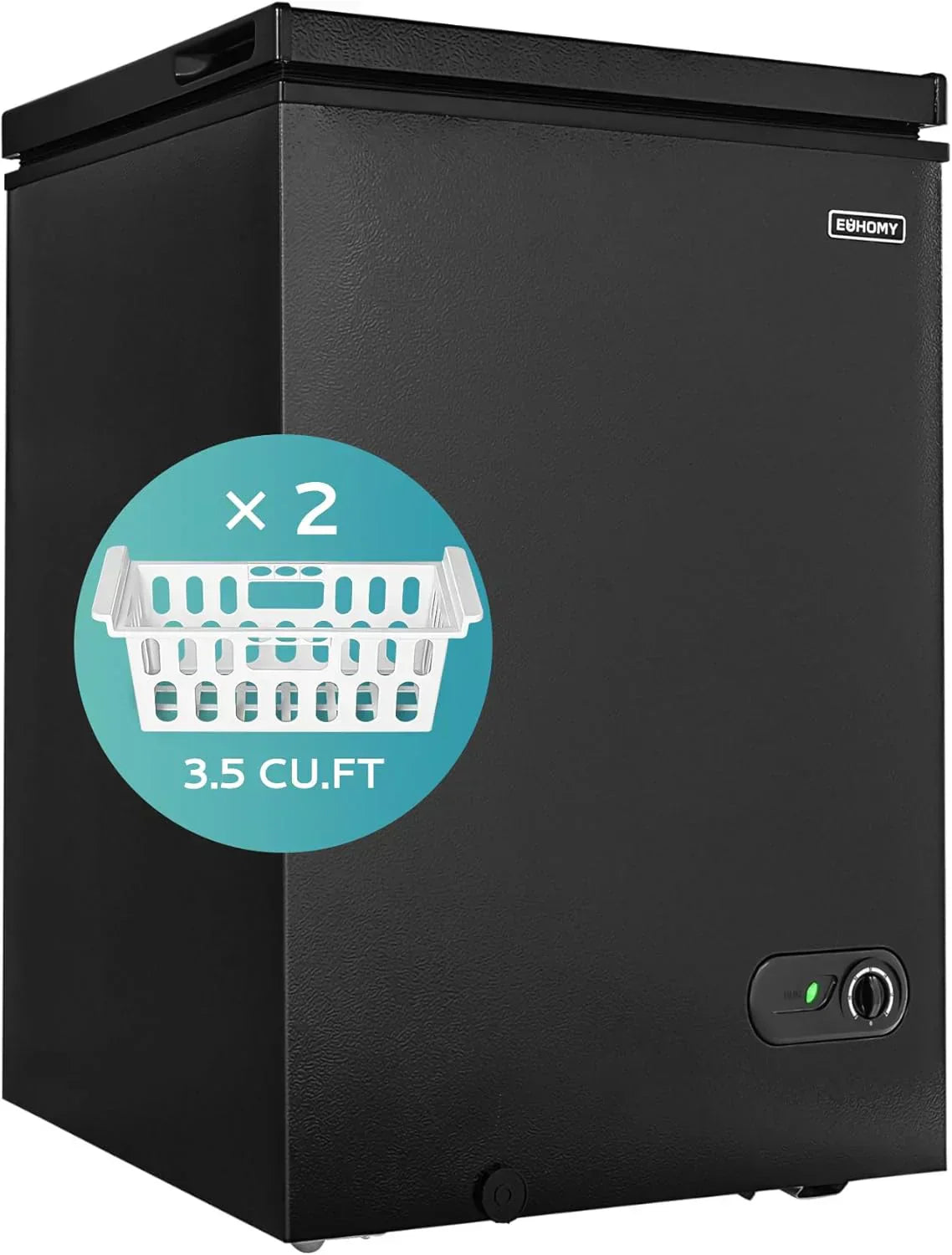 EUHOMY 3.5 Cu.Ft Chest Freezer with Removable Basket Small Deep Freezer Adjustable 7 Thermostat
