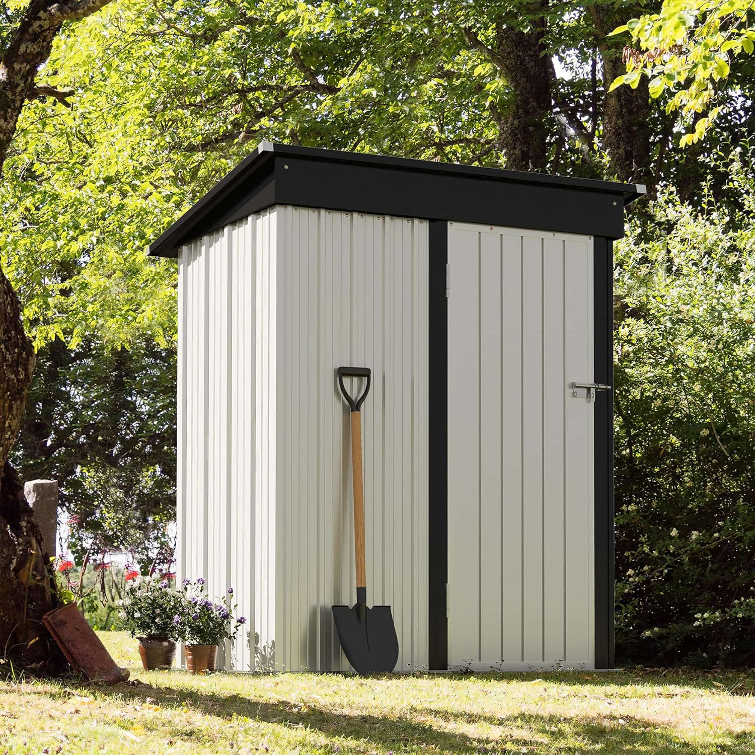 Devoko Outdoor Storage Shed Lockable Metal Garden Shed Steel Anti-Corrosion Storage House