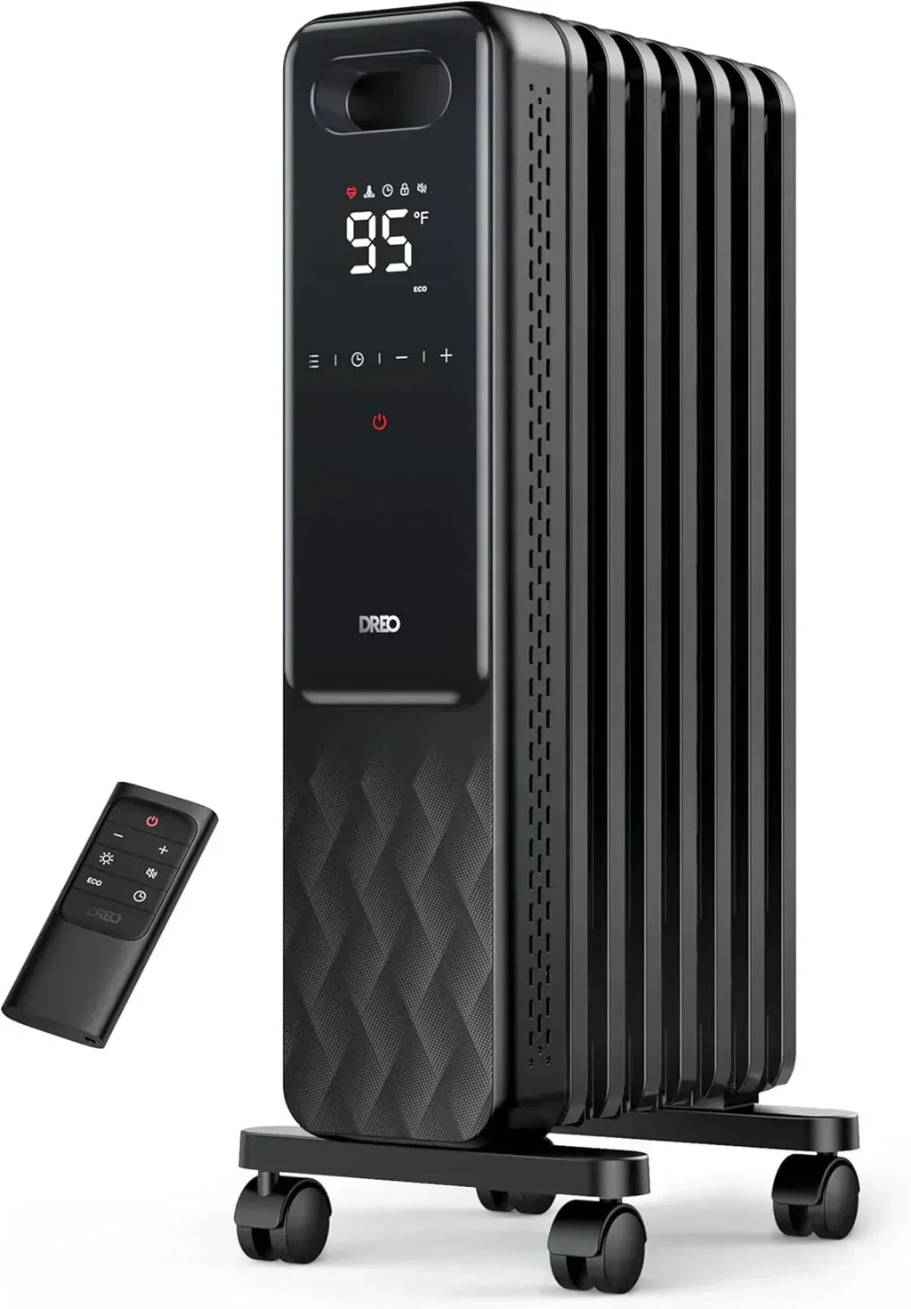 Indoor electric radiant heater with overheat and tip-over protection digital thermostat