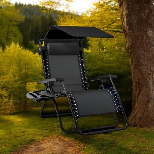 Best Choice Products Folding Zero Gravity Recliner Patio Lounge Chair Adjustable Canopy Shade