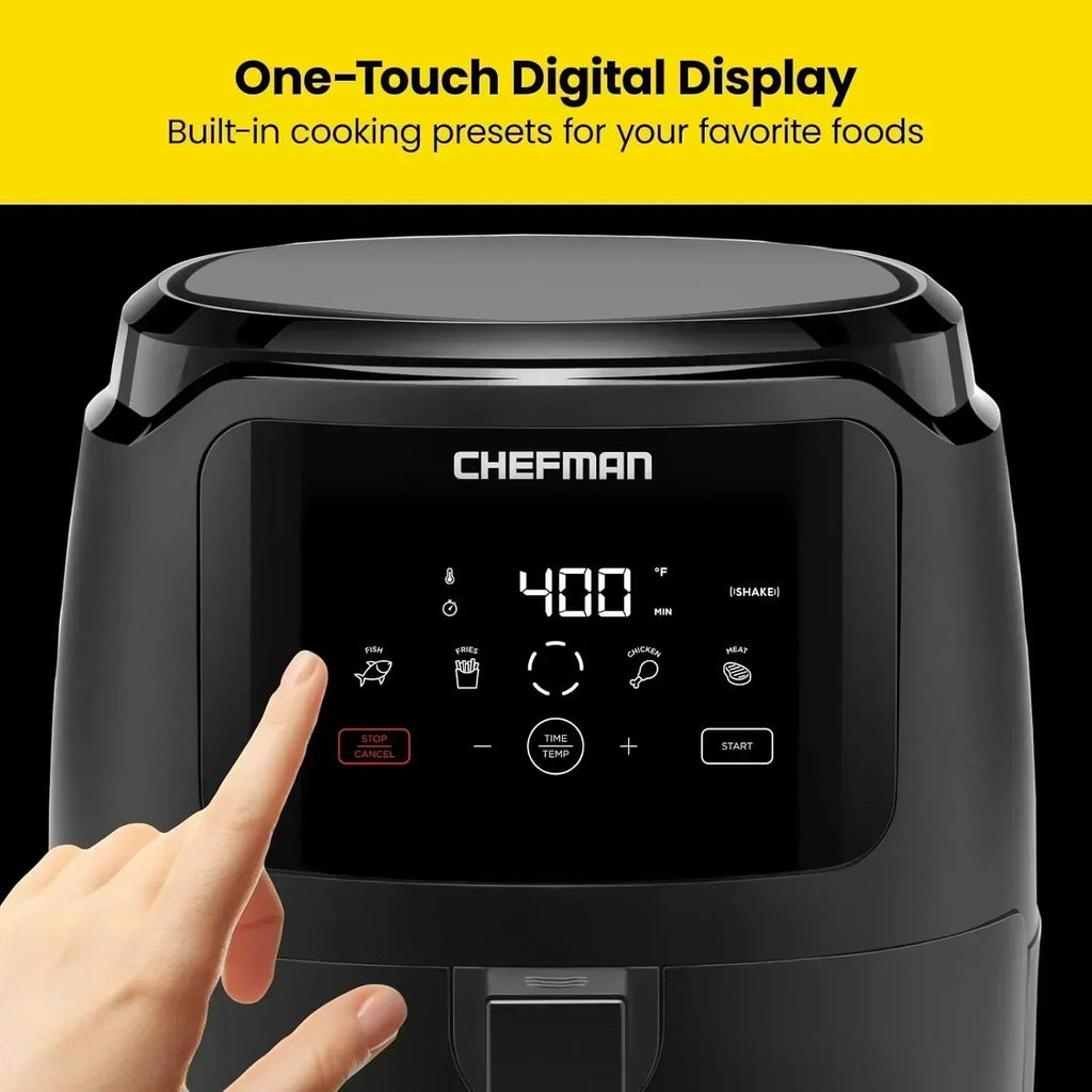Chefman 6-Quart Double Basket Air Fryer Easy View Window uses two separate nonstick pans