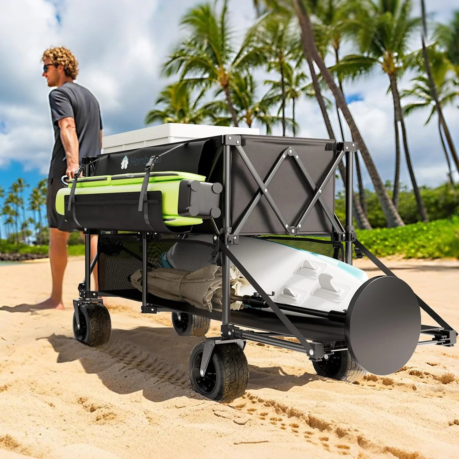 48 Extra Large Folding Travel Cart, 560 lb Capacity, 350 L Heavy Duty Utility Cart with Brakes and All-Terrain Wheels