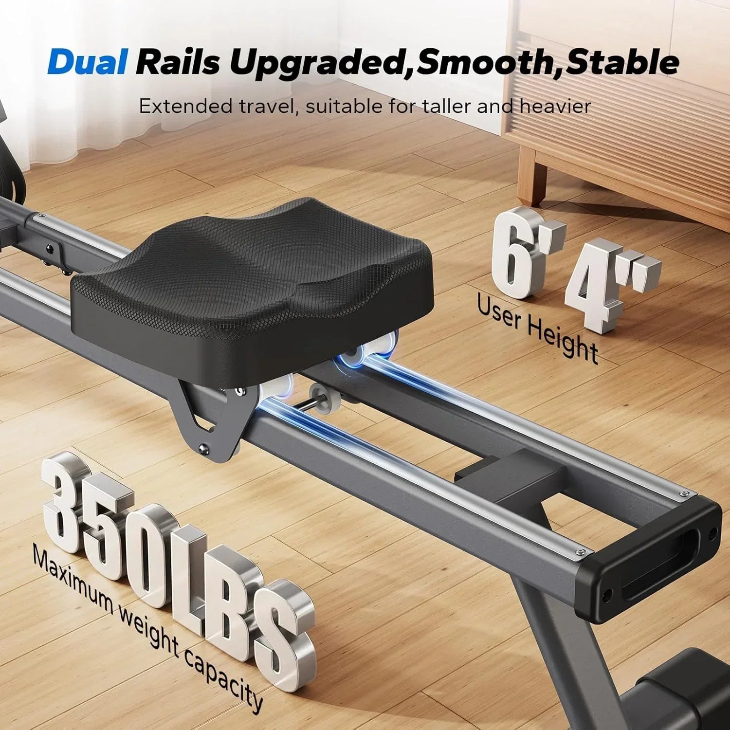 Merachi household rowing machine silent resistance dual-slide design