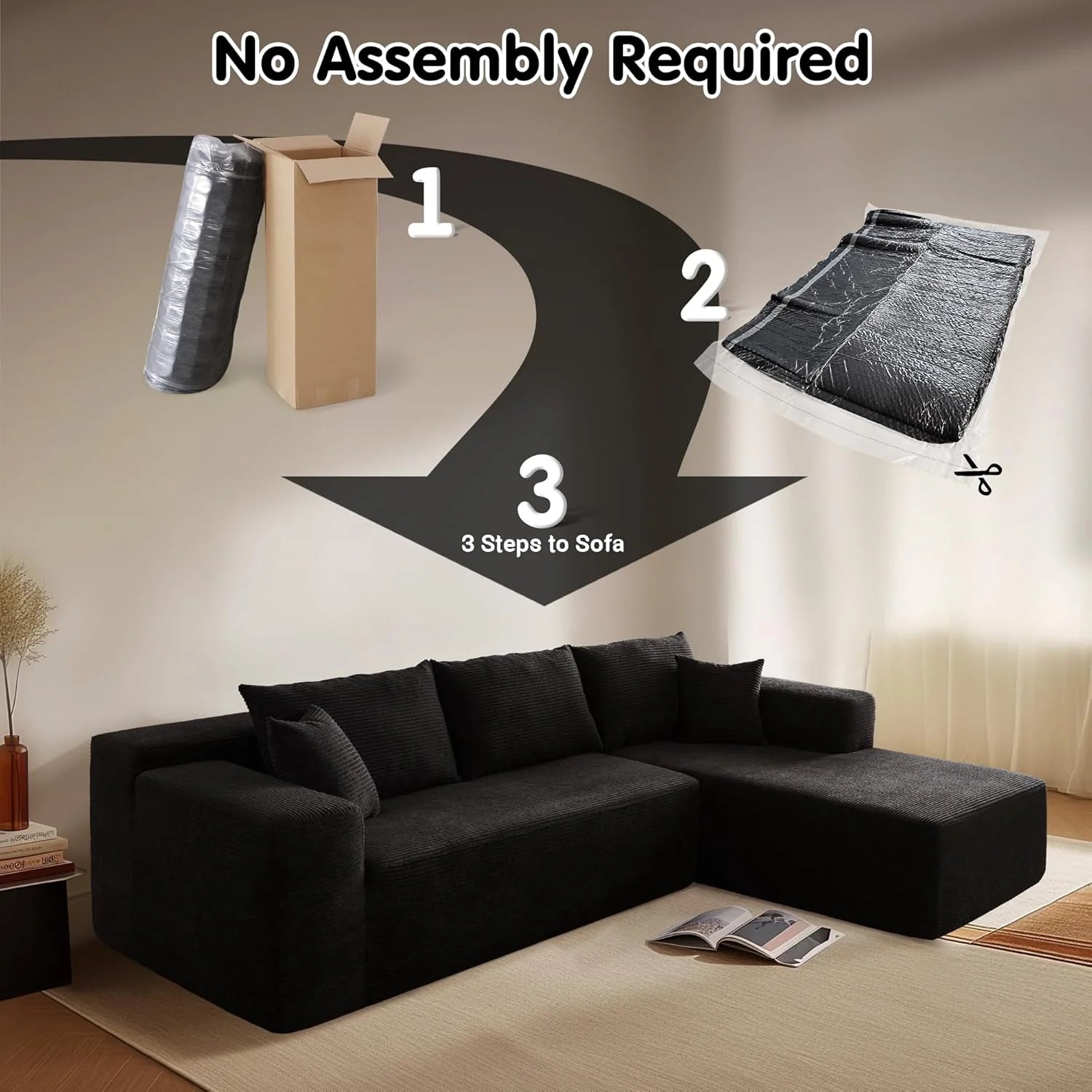 Ovios 104 Cloud Section Sofa L-shaped lounge chair, modern modular sofa