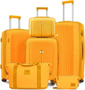 5-piece PP hardshell lightweight travel carry-on luggage set with dual spinner wheels