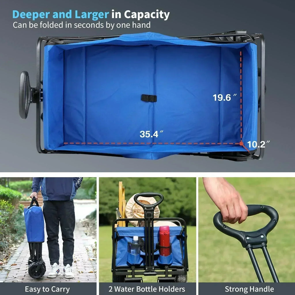 Heavy Duty 350 lb Capacity Foldable Caravan Outdoor Folding Camping Caravan Portable Grocery Cart