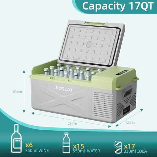 12V Car Refrigerator 17 Quart Portable Freezer 12 Car Fridge -4F~68F Compressor Electric Cooler