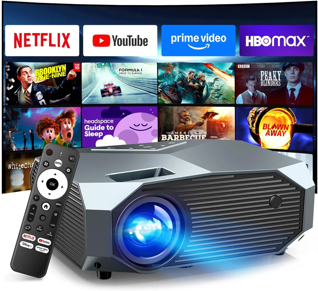 [Compatible with Netflix/High Brightness] Smart Projector with WiFi 6 and Bluetooth 5.3