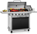 Captiva Designs Propane Gas Grill and Charcoal Grill Combo with Side Burner