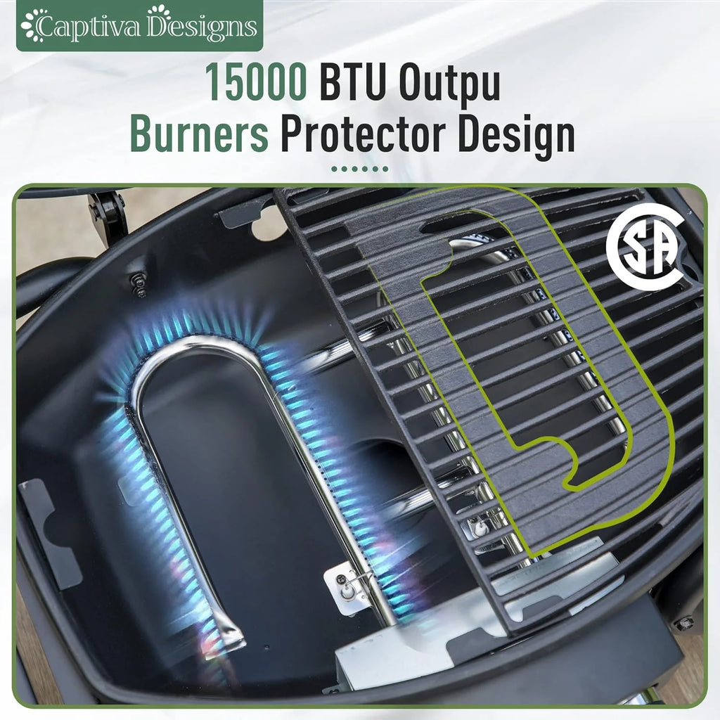 Captiva Designs 4-Burner Propane Gas BBQ Grill with Side Burner & Porcelain-Enameled Cast Iron Grates, 42,000 BTU Output Stainless Steel Grill for Outdoor Cooking Kitchen and Patio Backyard Barbecue