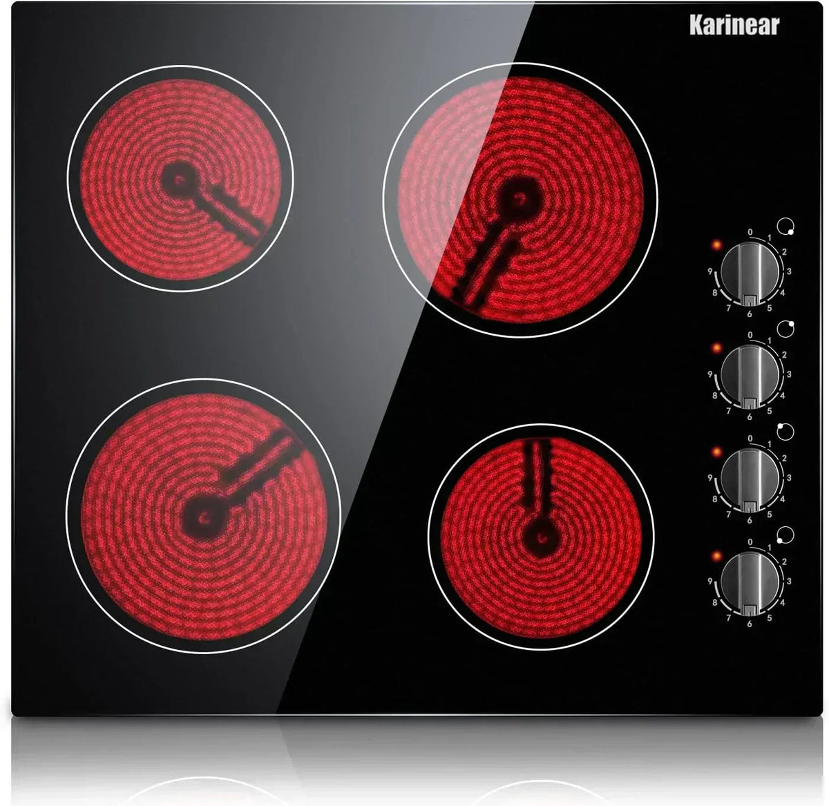 Karinear 30 Inch Electric Cooktop 4 Burners Built-in Ceramic Cooktop Radiant Electric Stove Top