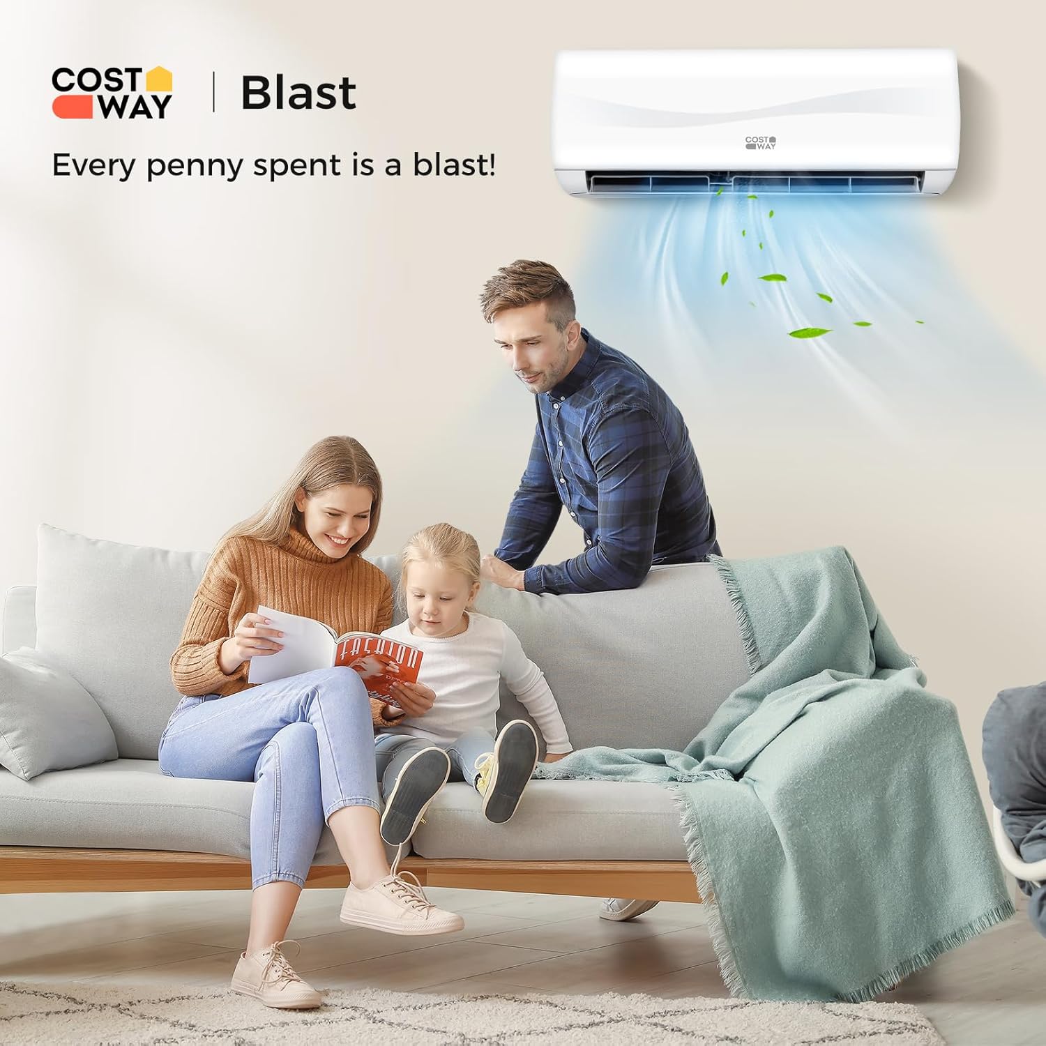 COSTWAY 12000BTU Mini Split Air Conditioner Heater 20 SEER2 115V Wall-Mounted Ductless