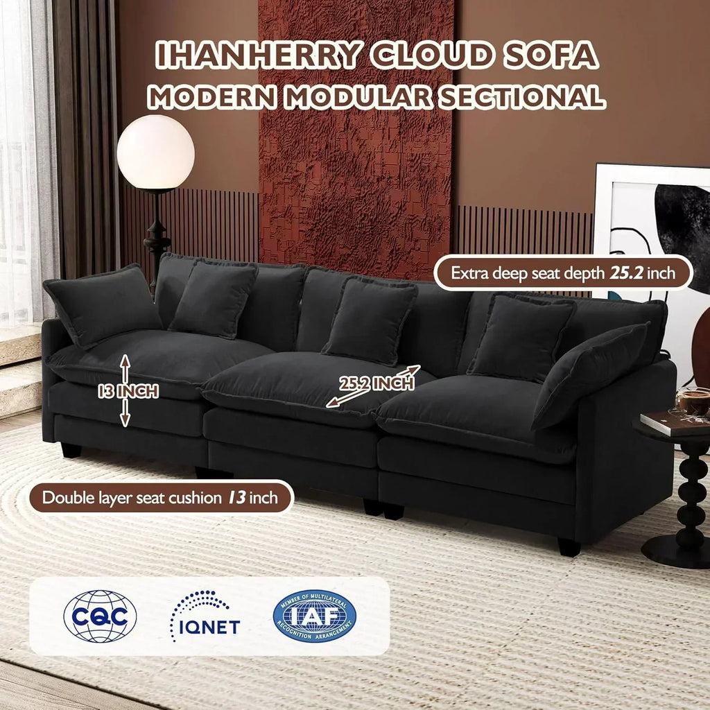 ihanherry 146-inch U-shaped modern sofa modular area cloud sofa