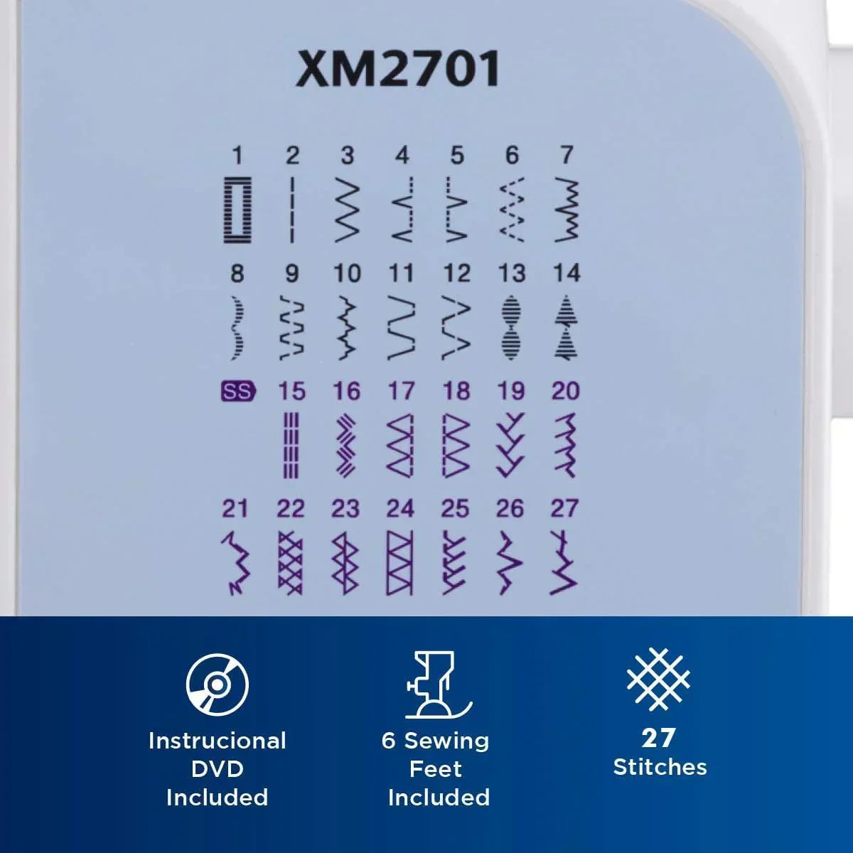 Brother XM2701 Sewing Machine Lightweight Full Featured 27 Stitches 6 Included Feet