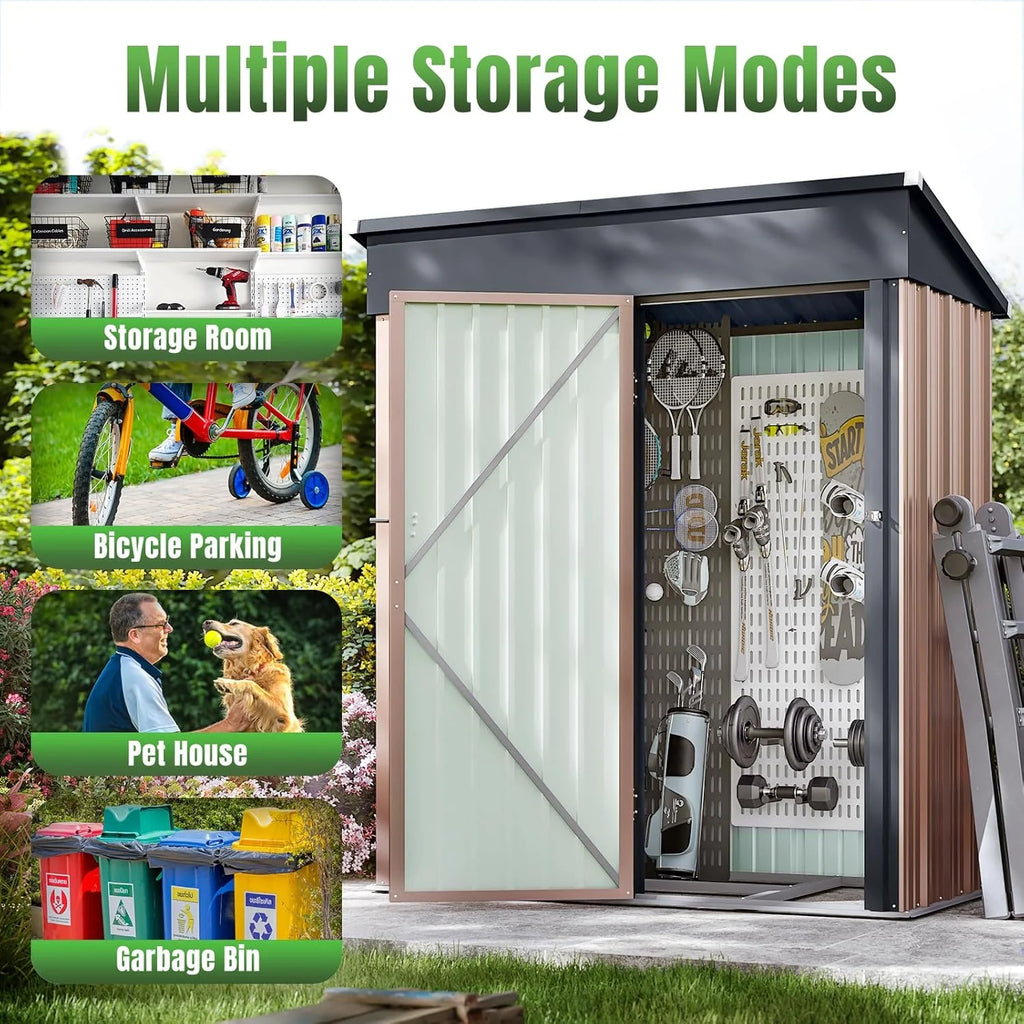 Aoxun 6.2x4 FT Shed Outdoor Storage Shed Metal Garden Shed Slooping Roof Tool Shed Bike Shed