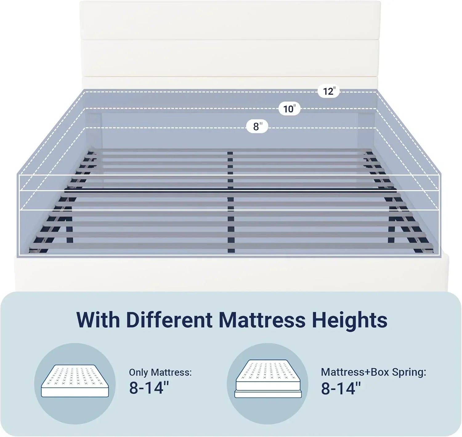 Allewie Queen Size Platform Bed Frame with Fabric Upholstered Headboard Wooden Slats Support