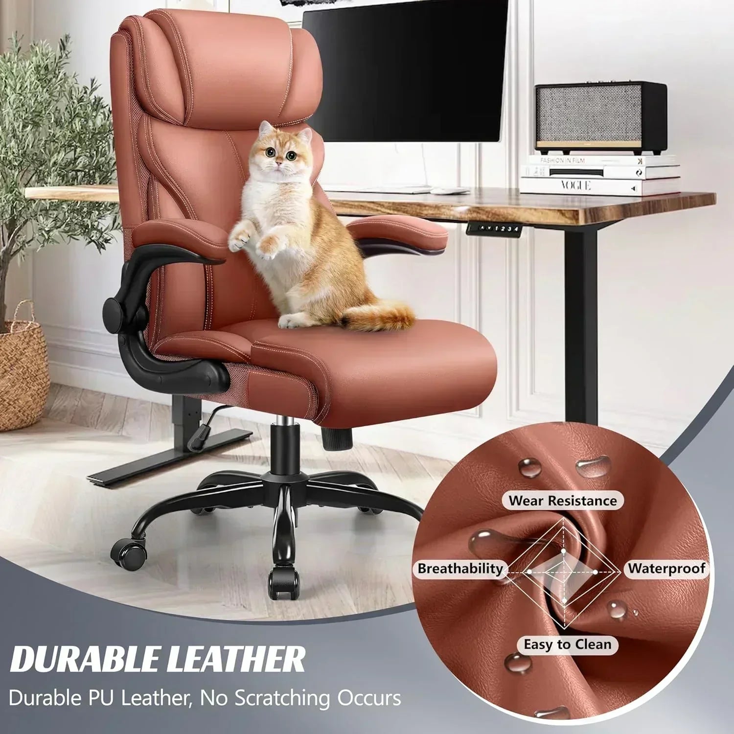Office Chair Large High-Foot Computer Desk Chair Chair Lumbar Support Rotating Computer Chair