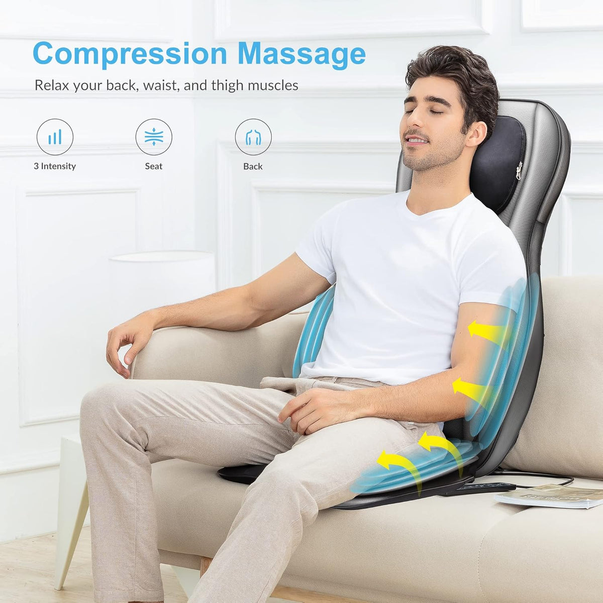 COMFIER Massager Chair with Heat Shiatsu Neck Back Massager Portable with Compress