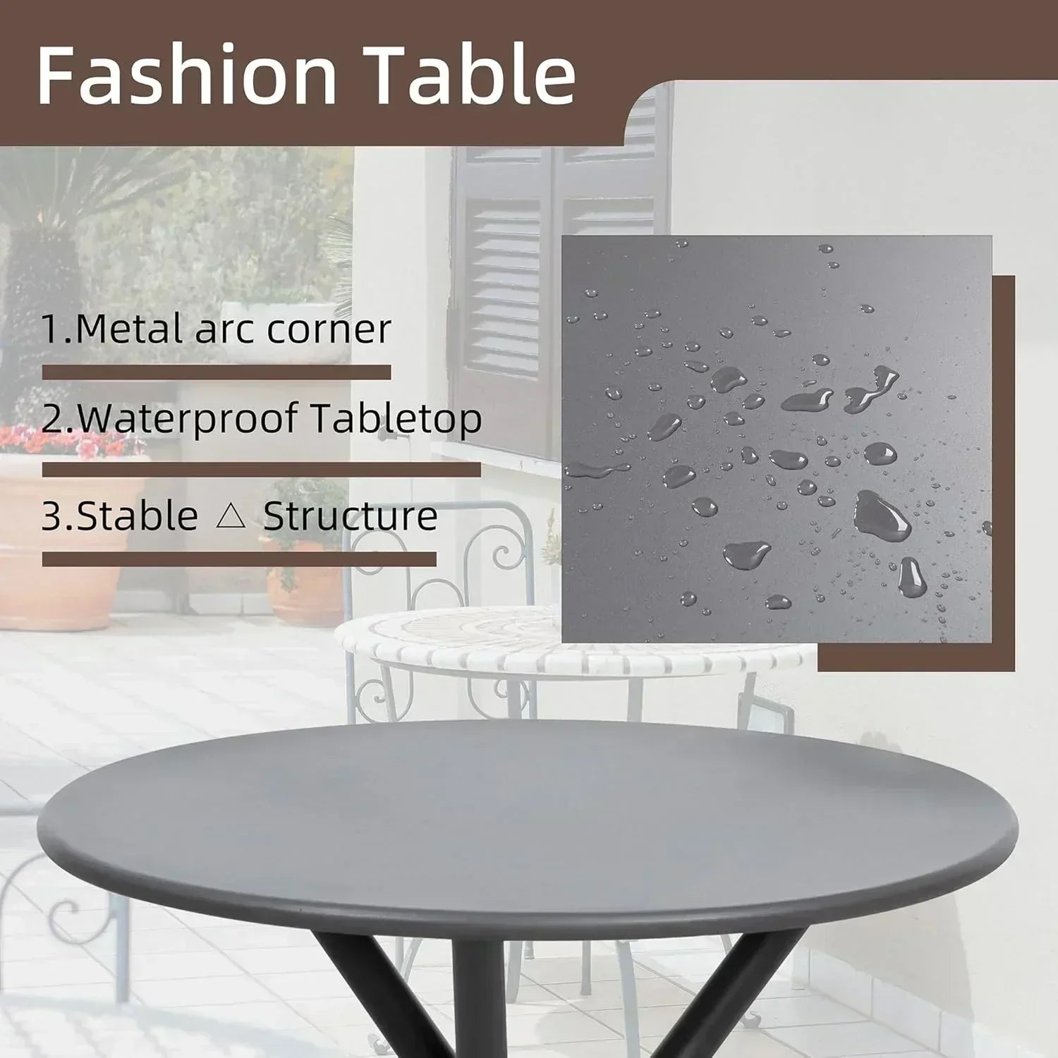 Shintenchi 3 Pieces Patio Bistro Sets Outdoor Textilene Fabric Conversation Bistro Set