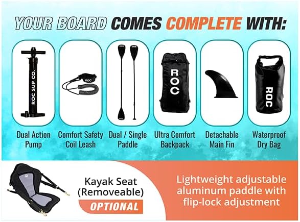 ROC inflatable stand-up paddle board SUP paddle board accessories Anti-slip comfortable deck
