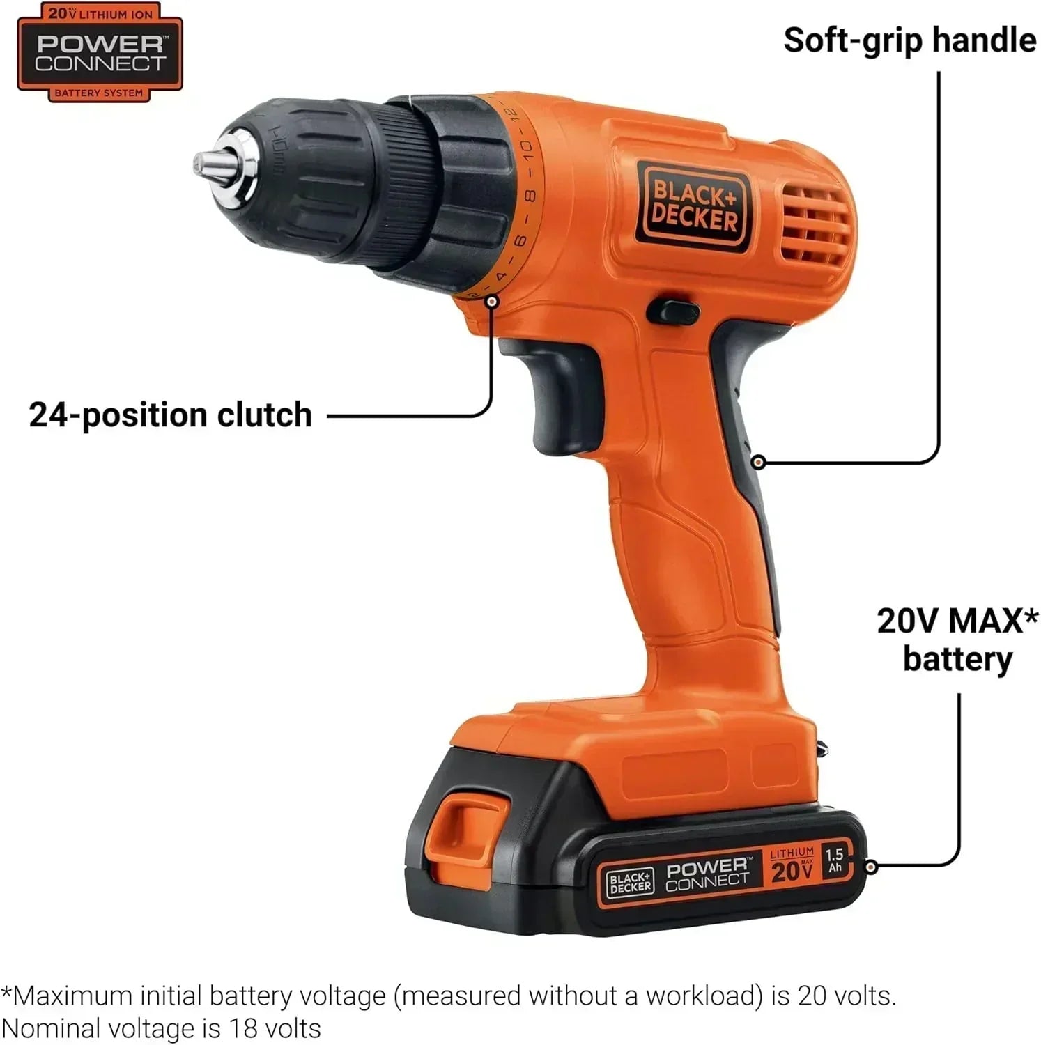 BLACK+DECKER 20V MAX POWERCONNECT Power Drill Cordless Drill Driver Electric Screwdriver