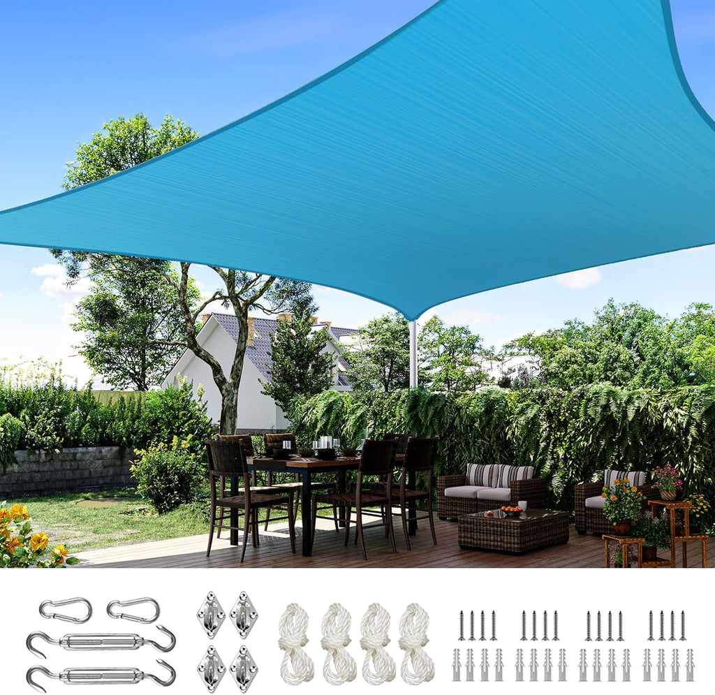 Quictent Sun Shade Sail for Patio, 185GSM Heavy Duty Rectangular Outdoor Sunshades UV Block Outside Canopy Cover for Backyard White and Grey Multi 20x26ft
