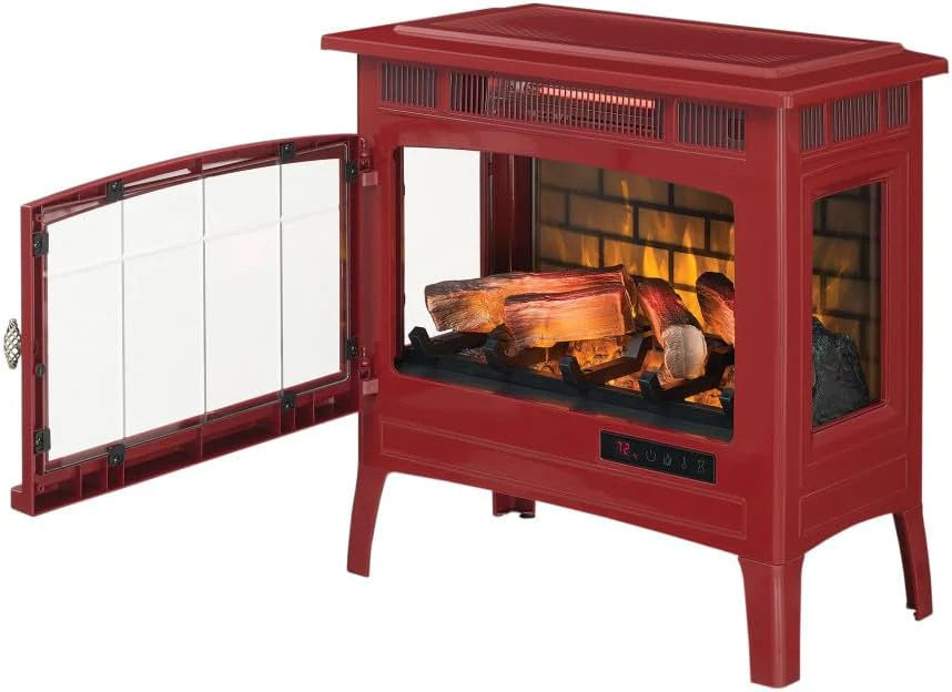 Freestanding Electric Fireplace Stove Heater with 3D Flame Effect for 1,000 Sq. Ft