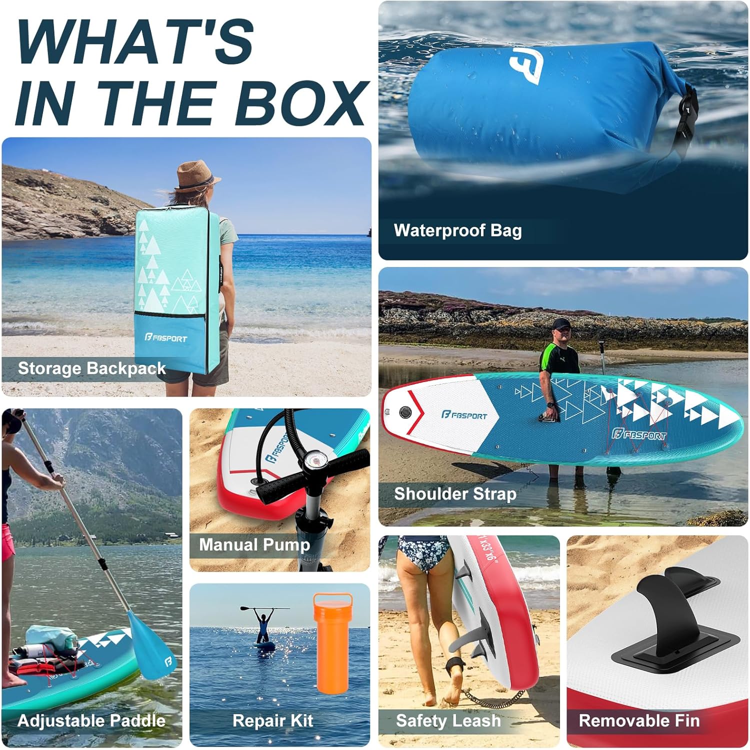 FBSPORT 11' Premium Stand Up Paddle Board Yoga Board with Durable SUP Accessories Carry Bag