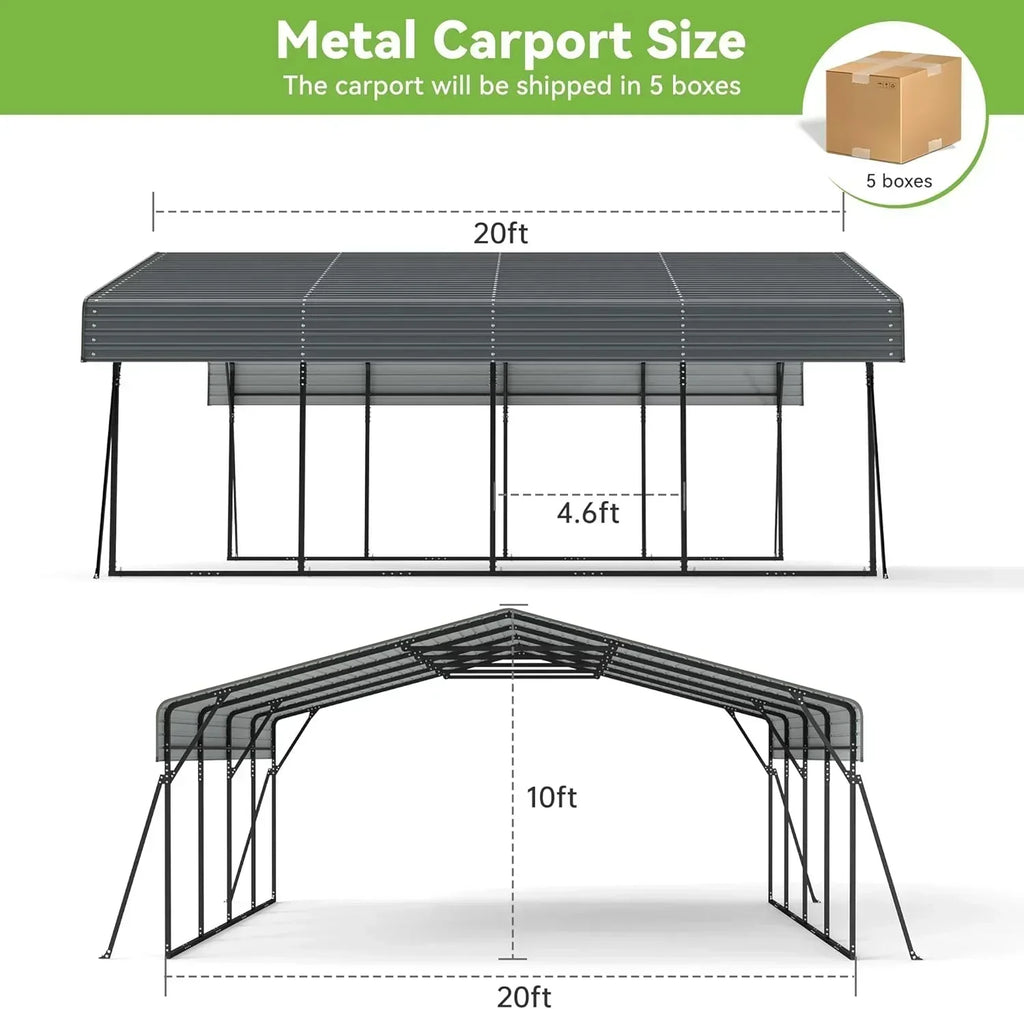 10'x15' Heavy Duty Metal Carport Outdoor Garage Car Shelter Shade with Heavier Frame