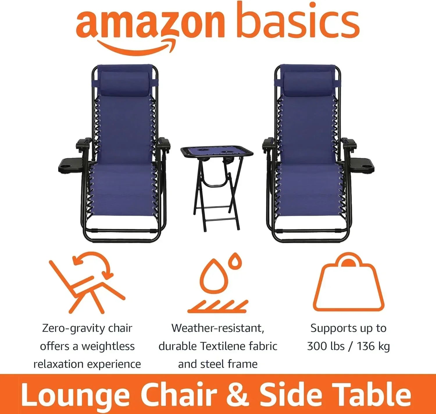 Amazon Basics Outdoor Patio Mesh Adjustable Zero Gravity Lounge Chair Recliners set of 2