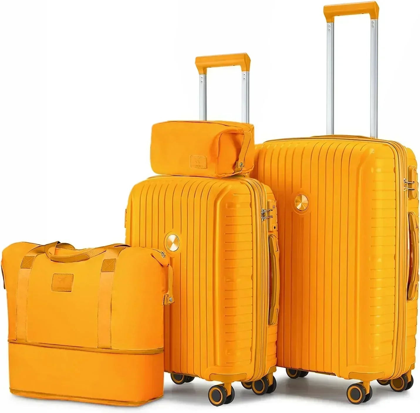 5-piece PP hardshell lightweight travel carry-on luggage set with dual spinner wheels