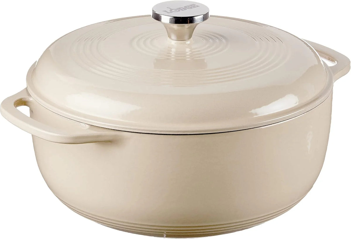 Lodge Essential Enamel Cast Iron Dutch Oven - Perfect for Bread Baking, Braising, Marinating & Slow Cooking - Features Moisture-Sealing Lid & Dual Handles - Kitchen Essentials - 6 Quarts - Caribbean Blue