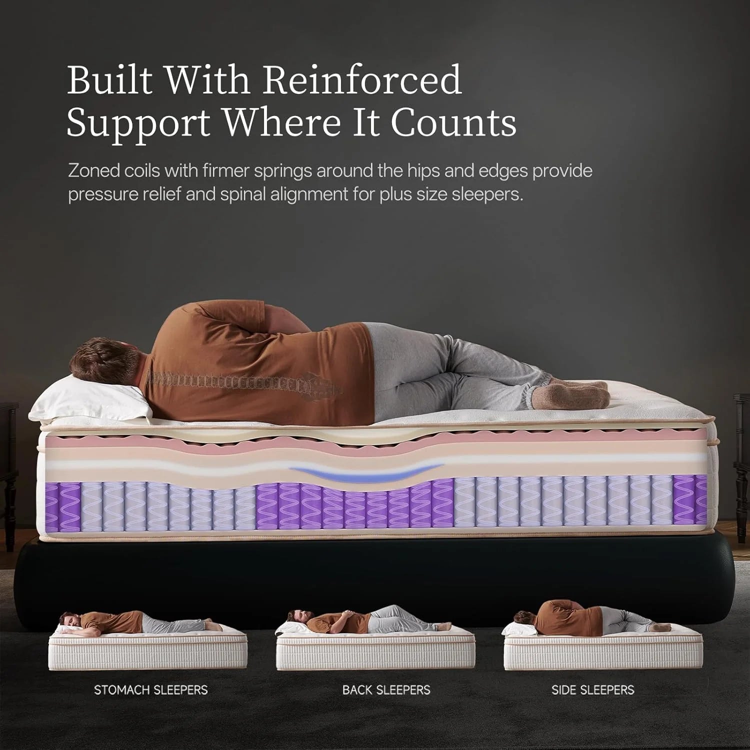14 Inch Queen Hybrid Mattress, Cooling Gel Memory Foam & Zoned Pocket Coils, Pressure Relief, Motion Isolation, Breathable Bed in a Box, CertiPUR-US Certified