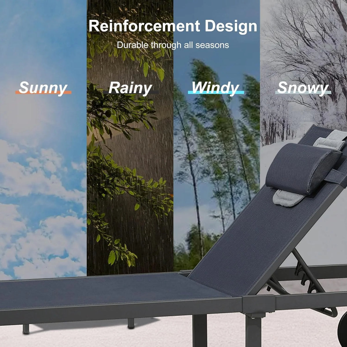 PURPLE LEAF Patio Tanning Lounge Chair Set with Face Down Hole Outdoor Aluminum Adjustable Reclining Chairs Wheels Pillows and Table for Poolside Beach Sunbathing Lounger, Beige