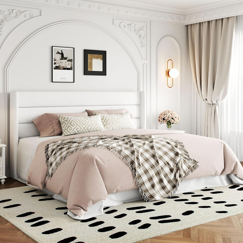 Allewie Queen Size Lift Up Storage Bed Modern Wingback Headboard Hydraulic Support