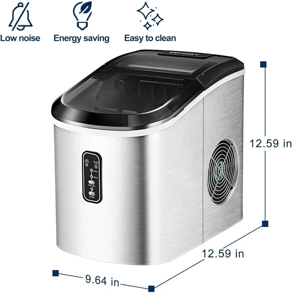 EUHOMY Nugget Ice Maker Countertop with Handle Ready 34lbs Per Day Removable Top Cover