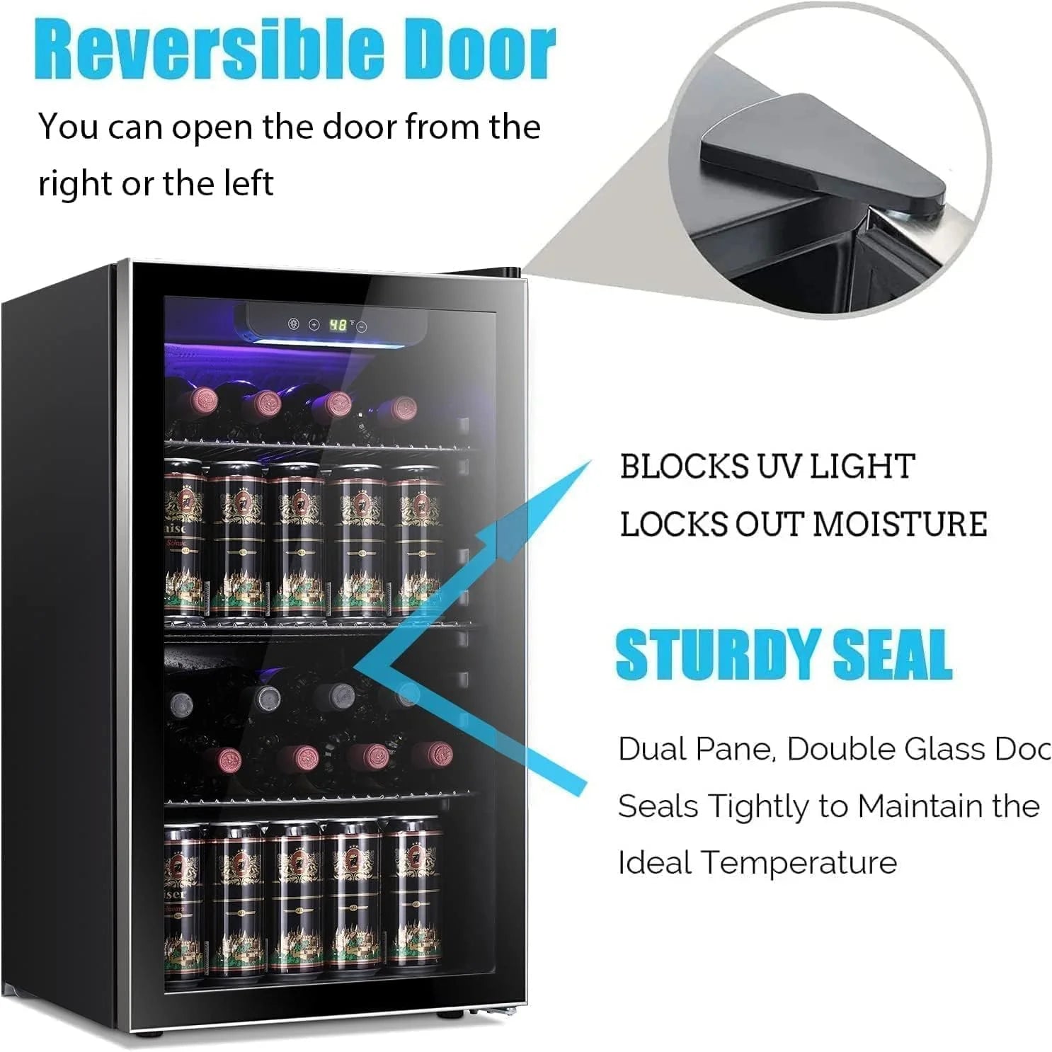 Antarctic Star 26 Bottle 130 Can Wine Cooler Cabinet Beverage Refrigerator Mini Wine Cellar