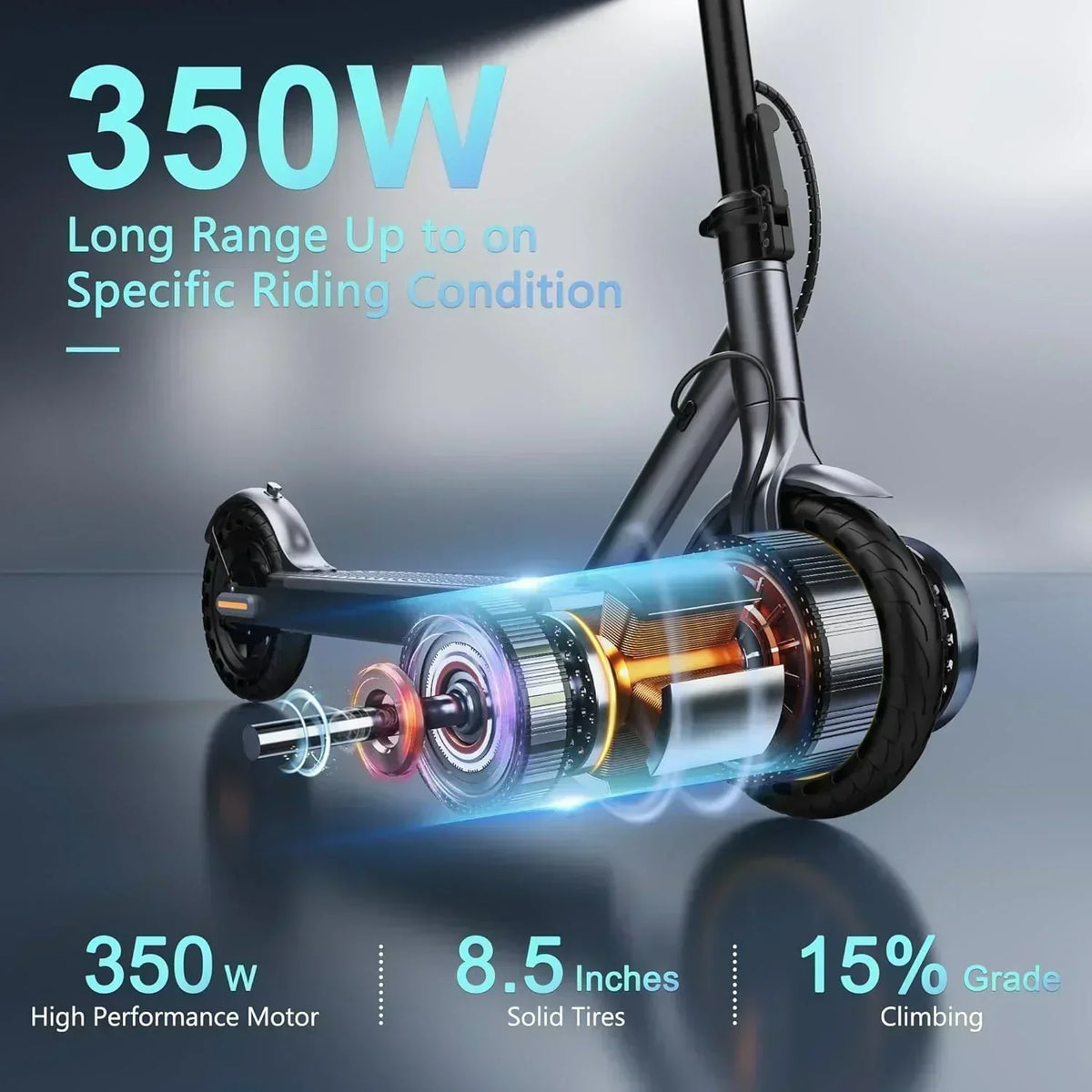Electric Scooter 350W/500W Powerful Motor 8.5/10 Solid Tires 19/22Mph 28/21/12 Miles Range